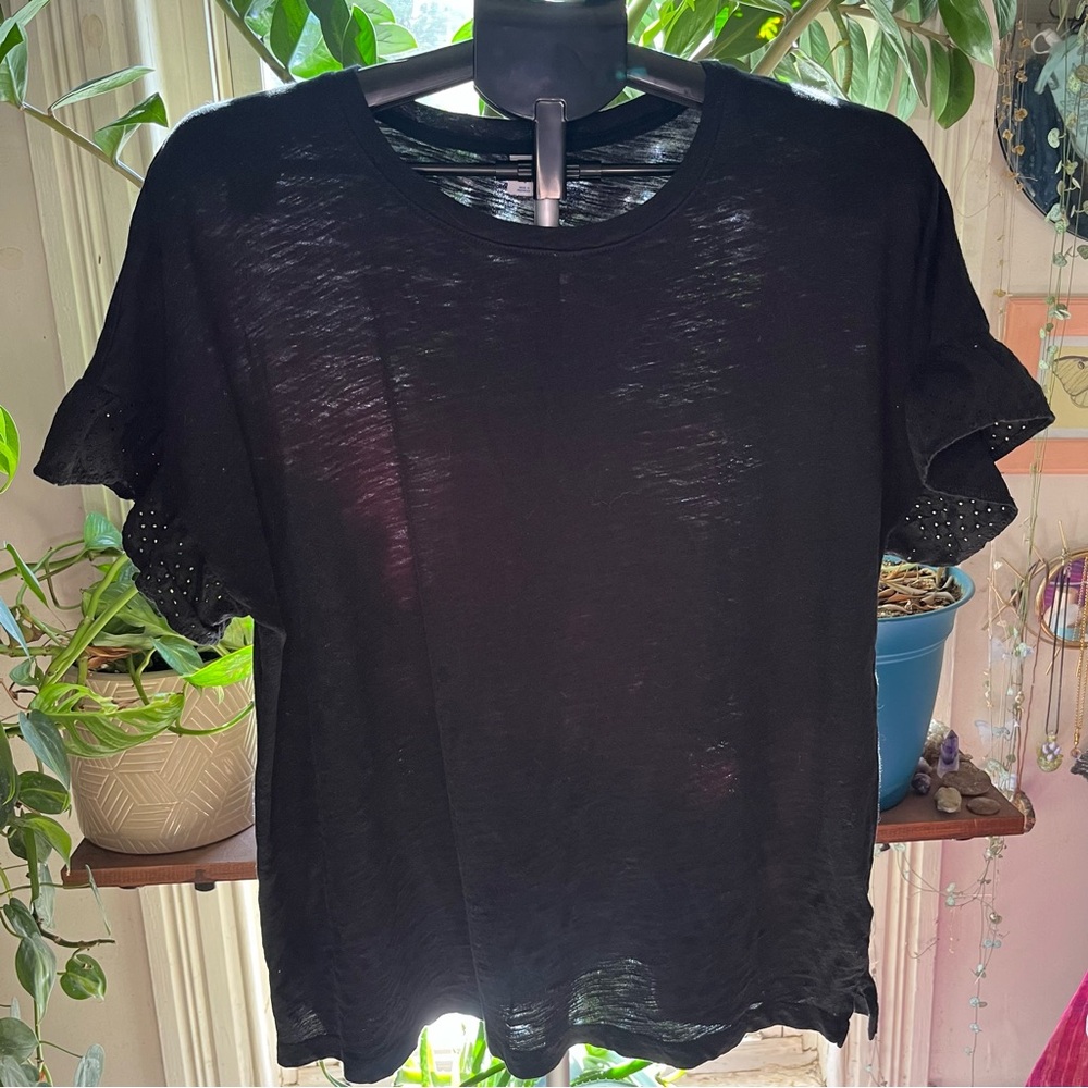 Old Navy Black Ruffle Sleeve Top